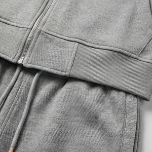 Men's Gray Hooded Tracksuit <b>Full</b> <b>Zip</b> <b>Sweatshirt</b> With Side Pockets And Matching Pants Casual Autumn Wear 100% Cotton Regular Fit - Product Image 5