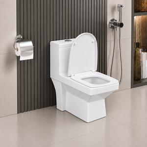 WC en céramique deux pièces, cuvette allongée, chasse d'eau par gravité, design minimaliste, fixation au sol, évacuation en S - Product Image 2