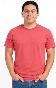 T-shirt décontracté rose uni, confortable pour tous les jours, col rond - Product Image 4