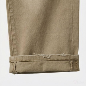 Shorts Bermuda en jean déchiré kaki pour homme, taille mi-haute, avec ourlet retroussé - Product Image 6