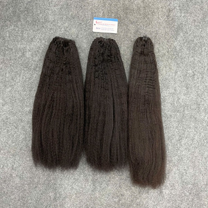 Extensions de cheveux naturels vietnamiens Yaki Kinky Straight, tissage machine, noir naturel, double épaisseur, qualité supérieure - Product Image 1