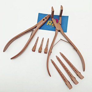 Pinzas de Acero Inoxidable para Extensiones de Cabello, Herramienta de Presión Adhesiva Resistente al Calor, Pinzas de Dos Orificios para Uso Comercial - Product Image 3