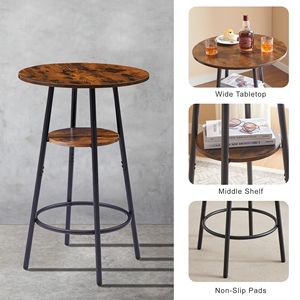 Set di sgabelli da bar imbottiti in stile rustico marrone con ripiano 23,62 x 23,62 x 35,43 pollici - Product Image 4