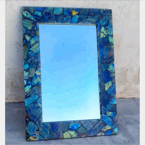 Elegant Labradorite Stone Mirror Frame Natural Gemstone | Mosaic Decorative Wall Mirror Multi Flash Home Decor Wholesale India - Product Image 1