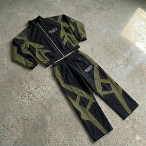 Custom Men's Winter Solid Cotton Hooded <b>Tracksuits</b> Printed Windbreaker 2-Piece Zipper Waterproof Windbreaker <b>Tracksuits</b> - Product Image 4