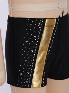 Costume de danse lyrique pour filles de 6 à 16 ans, haut court métallisé avec short, pour cours de danse, spectacles et compétitions - Product Image 5