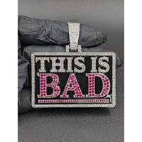Collier de luxe Hip Hop avec pendentif 'THIS IS BAD' en moissanite et diamants, style 'Iced Out', bijou scintillant, cadeau
