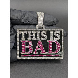 Collar de Lujo Estilo Hip Hop con Colgante 'THIS IS BAD', Diamantes de Moissanita, Joyería Brillante, Regalo - Product Image 1