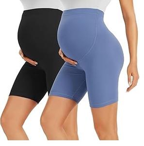 Leggings Cortos de Maternidad Estilo Biker, Sin Costuras, Transpirables, de Cintura Alta, Personalizados OEM, al por Mayor, Shorts de Yoga para Embarazadas - Product Image 1