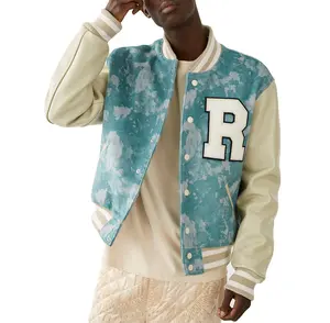 Jaqueta de beisebol estilo bomber, unissex, para esportes, varsidade, de lã e logotipo real