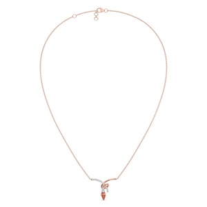 Collier à nœud sculpté avec diamants, rubans incurvés en or rose et motif de bourgeon texturé suspendu - Product Image 3