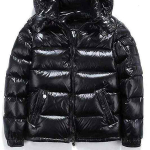 Men's <b>Black</b> Hooded Puffer <b>Jacket</b> Winter Casual Windproof Thick Zipper Closure Solid Color Short Length Regular Fit - Product Image 2