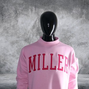 Sudadera MILLER Rosa para Hombre, Cuello Redondo, Talla Grande, Felpa de Algodón, Apliques de Letras en Chenilla, Personalizable OEM - Product Image 4