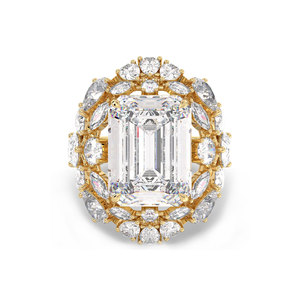 Bague de fiançailles solitaire REYES en or massif 14 carats de haute qualité, sertie d'un moissanite taille émeraude de 18,91 carats, pour femme. - Product Image 2