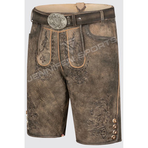OKTOBERFEST <b>Men's</b> Bavarian Lederhosen Herren Deerskin <b>Brown</b> Leather Oktoberfest Leather <b>Short</b> - Product Image 3