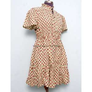 Robes d'été pour femmes, style unique, longueur courte, en coton doux et lisse de qualité supérieure, à manches courtes. - Product Image 5