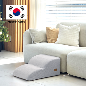 [AllmioPet] Gray Cloud Fabric Pet Stairs 2 Step AMP 2 GR Safe <b>Dog</b> Cat Stair for Couch <b>Bed</b> and Home Furniture Use - Product Image 1