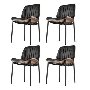 Set di 4 Sedie Moderne in Pelle Imbottite Salvaspazio per Sala da Pranzo, Cucina, Bar e Parchi - Product Image 1