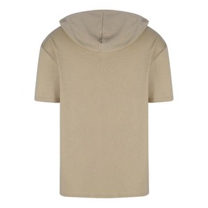 <b>Men's</b> <b>White</b> Short Sleeve Hoodie Pullover Solid Casual <b>Sweatshirt</b> with Drawstring Pocket - Product Image 4