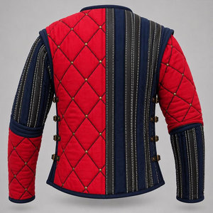 Vikings Medieval Quilted Gambeson Padded Jacket Red Blue Diamond Pattern Renaissance Reenactment Costume Cosplay - Product Image 2