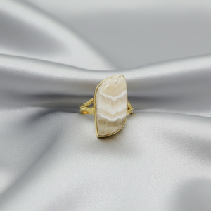 Pure 925 Sterling <b>Silver</b> Banded Agate <b>Ring</b> Yellow & Rose Gold Plated Handmade Boho <b>Statement</b> Adjustable Gemstone <b>Ring</b> for Women - Product Image 2
