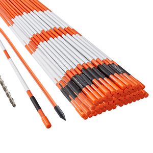 100 Pezzi Pali in Fibra di Vetro Arancioni da 48 Pollici con Nastro Riflettente e Marcatori Stradali in Acciaio da 12 Pollici per Vialetti - Product Image 1