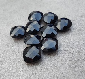 Onyx noir naturel, taille carrée, coussin, briolette, taille à carreaux, calibré, pierre précieuse en vrac pour bijoux - Product Image 4