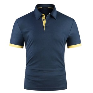 Polo tendance, respirant, manches courtes, impression de logo personnalisée de haute qualité, matière en coton foncé, polo pour homme - Product Image 4