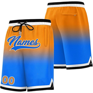 Shorts de basket dégradés pour hommes avec cordon de serrage à la taille et poches, séchage rapide, en maille athlétique, bleu orange - Product Image 3