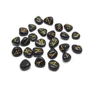 Ensemble de runes en obsidienne noire |   Pierres gravées et polies |   Runes Elder Futhark |   Cadeau de divination - Product Image 6