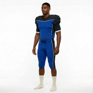 Conjunto de Uniforme de Entrenamiento de Fútbol Azul y Negro para Hombre, con Protecciones en los Hombros, Jersey y Pantalones - Product Image 2