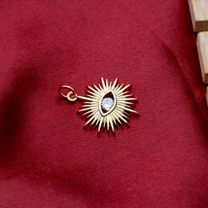 Pendentifs breloques vintage œil de diable soleil en argent sterling 925 plaqué or avec zircon pour femmes, accessoires de fabrication de bijoux DIY - Product Image 6