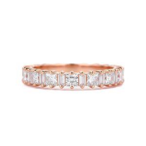 IGI Certified DEF Color VS VVS Clarity New Arrival Stainless Steel 18K Solid Gold Princess & Baguette Lab Created Diamond Ring - Product Image 2