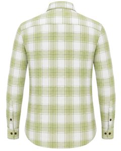 Camisa a Cuadros Verde Lima y Blanca Personalizada para Hombre, Camisa Casual Formal de Manga Larga con Botones, Franela de Algodón, Ropa de Oficina, Camisa Personalizada - Product Image 2