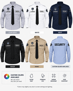 Chemise d'uniforme de sécurité personnalisée à manches longues avec épaulettes, poches poitrine, broderie de logo, marque privée, OEM - Product Image 5