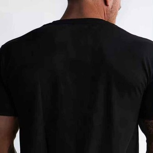 Men's <b>Black</b> Short Sleeve O-Neck <b>T</b>-<b>Shirt</b> Regular Fit Casual Jersey Cotton Solid Color <b>Plain</b> Dyed Knitted Top - Product Image 1