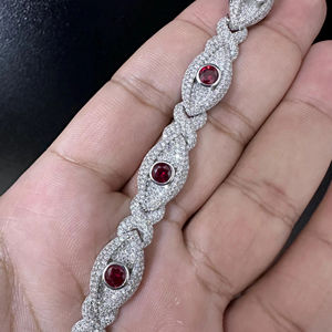 Pulsera de eslabones cubanos con cuentas de moissanita helada, plata de ley 925 chapada en oro, joyería de moda para mujer, estilo romántico hip hop - Product Image 1