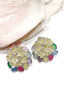 Flower Shape <b>Stud</b> <b>Earrings</b> with Zircon Gold Plated Alloy Women's Bohemia Style Party Wear Jewelry - Product Image 3