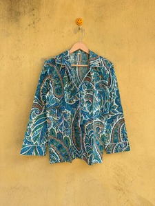 Conjunto de pijama de invierno con estampado de Paisley para mujer, 100% algodón, manga larga, cuello vuelto, cintura elástica de longitud completa, ropa de dormir informal - Product Image 2