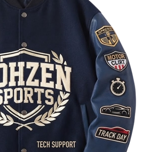 เสื้อแจ็คเก็ตบอมเบอร์ Racing Letterman ปักลายวินเทจ มอเตอร์สปอร์ต สตรีทแวร์ เบสบอล ผ้าฝ้าย 100% แห้งเร็ว ระบายอากาศดี รับผลิตแบบ OEM ODM - Product Image 4