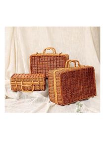 Bolso Tote Espacioso Hecho a Mano en Vietnam con Ratán Natural, 99 Gold Data Farrah, Cierre con Broches Vintage, Forro de Algodón, Ecológico - Product Image 5
