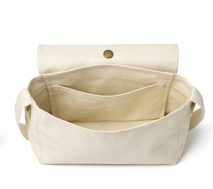 Bolsa de maquillaje personalizada con logotipo a color, bolsa de compras de lona de algodón ecológica, suave y estructurada, con asa y correa para el hombro. - Product Image 3