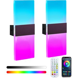 Set di 2 Applique da Parete RGB, 16 Milioni di Colori, Dimmerabili, Moderne, con Controllo Remoto/APP, Illuminazione Smart per Casa Intelligente - Product Image 1