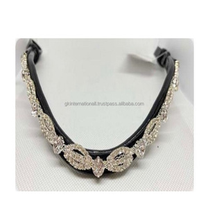 Banda de piel de vaca para cejas, banda de piel de vaca negra de diseño de cristales grandes de encaje púrpura a precio de fabricante, banda para cejas de calidad de exportación - Product Image 6