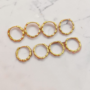Pendientes de Aro Redondos de Latón Chapado en Oro de 18K, Estilo Burbuja, DIY, de 15mm, con Cuentas Gruesas y Texturizadas, Tipo Huggie, Accesorios para Oreja, Joyería de Moda Minimalista - Product Image 6