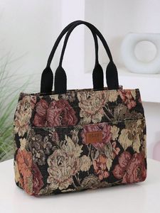 Sac fourre-tout en toile pour femme Dliu, imprimé floral vintage, sac à main de shopping, style toutes saisons, fabricant fournisseur - Product Image 1