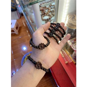 JIEYOU Brown Onyx Beaded Bangle Flower Charm <b>Bracelet</b> Handmade <b>Crystal</b> Style Buddhism Jewelry for Gift Wedding Party - Product Image 5