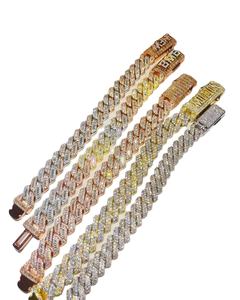 Chaîne cubaine Miami en or rose avec diamants Moissanite, 18 mm de large, quatre rangs, style Hip Hop, pour hommes, idéale pour les cadeaux - Product Image 1