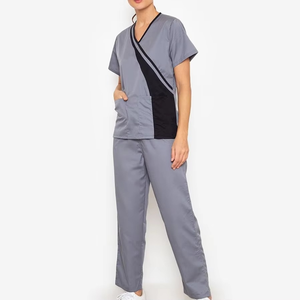 Custom Logo <b>Doctor</b> short Sleeve Classic Fit V Neck Nurse Uniform Nursing Medical Jackets Lab Scrub <b>Set</b> for Women - Product Image 4