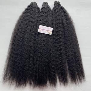 Tendance Cheveux Crépus Yaki Droit En Noir Naturel Extensions De Cheveux Humains Bruts Pour Les Femmes De Beauté - Product Image 3